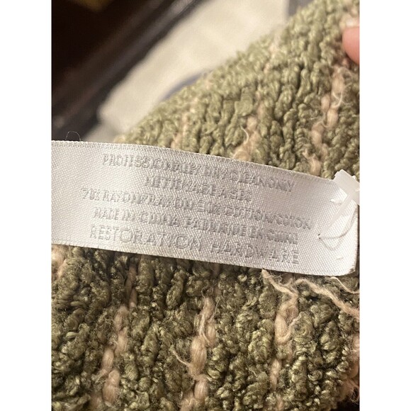 Restoration Hardware Throw Blanket Chenille Sage Green Ribbed Fringe 72x54 - Picture 6 of 7